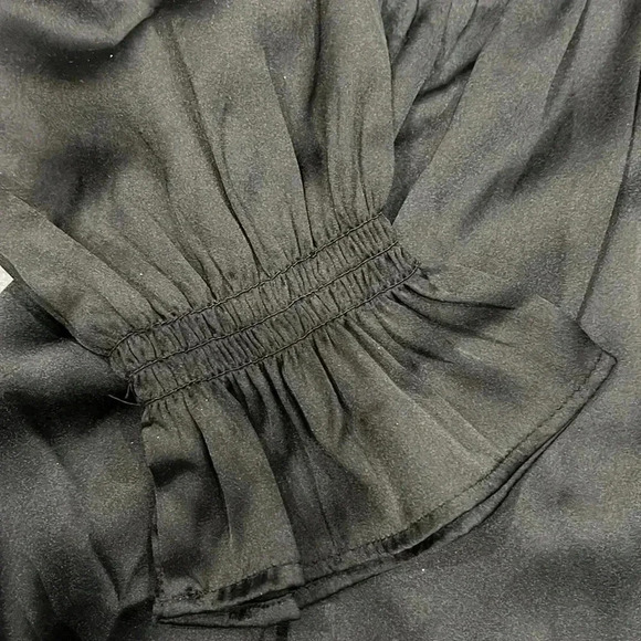 [M] French Connection  Inu Long Sleeve Black Satin Blouse - Picture 5 of 11